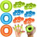FitBeast Hand Grip Strengthener, Finger Exerciser, Forearm Strengthener Kit - 9 Pack, Targeted Hand & Forearm Strength, Relief & Recovery Kit (Orange)