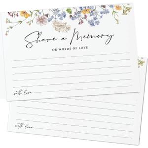 GardenCity Share a Memory Card - 50 Pack, Share a Memory Cards for Celebration of Life, Funeral, Memorial, Birthday, Graduation, Bridal Shower, 4 x 6", Floral