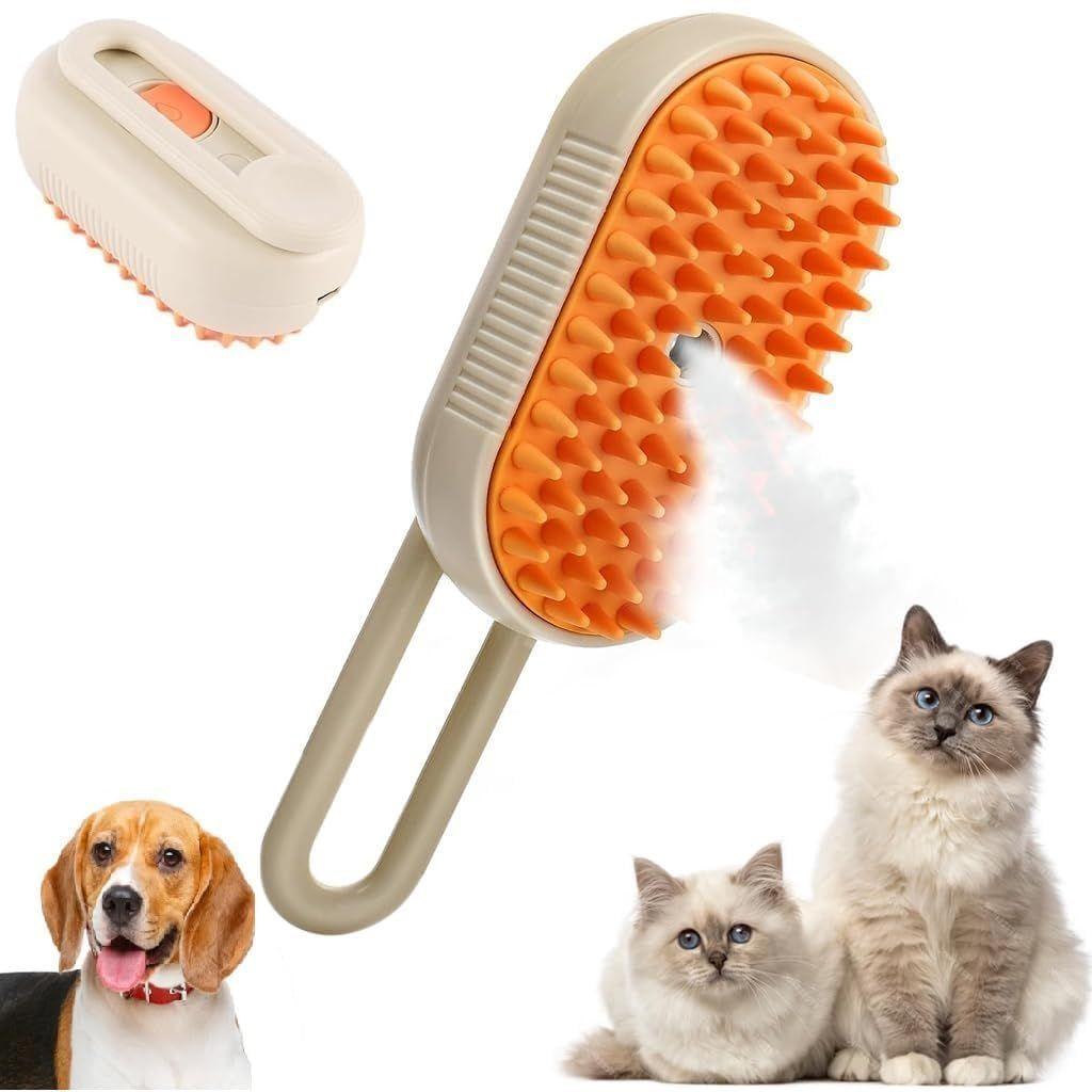 Cat Steam Brush, Dog Steam Brush, 3 In 1 Steamy Pet Brush, Steaming Pet Hair Brush, Pet Grooming Brush for Cats, Steam Brush for Cats and Dogs | Pack of 3