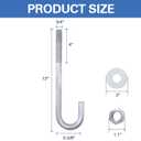 3/4” x 12” J Bolt Anchors (10 Pack) for Concrete with Nuts and Washers, Hot-Dip Galvanized