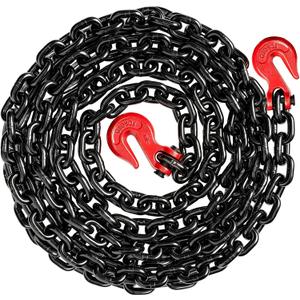 1/2 Chain Trailer Chains with Hooks, 12000 lbs Working Load, Grade 80 Tow Log Black E-Coat Chain for Truck Farm Construction (1/2 in x 16FT)