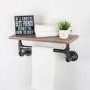 Industrial Pipe Shelf Bathroom Shelves Wall Mounted,19.6in Rustic Wood Shelf with Towel Bar,1 Tier Farmhouse Towel Rack Over Toilet,Pipe Shelving Floating Shelves Towel Holder,Retro Grey
