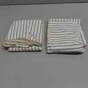 Farmhouse Pillow Covers 22x22, Modern Accent Square Throw Pillow Covers Set of 2, Gray and Beige Striped Patchwork Linen Decorative Pillows Cushion Covers for Couch Chair Bedroom Fall Decorations