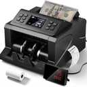 CGOLDENWALL Money Counter Machine, Mixed Denomination Bill Counter, Cash Counting with Built-in Printer, Portable Currency Detector, Counterfeit Bank Scanner, Dollar Sorter for Business, CIS/UV/IR/MG