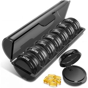 4 x Weekly Pill Organizer 2 Times a Day, 7-Day,AM PM Pill Case for Medicine Vitamin Medication Supplement(Black)