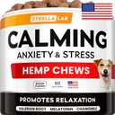 Advanced Calming Chews for Dogs - Hemp Chews and Melatonin - Anxiety Relief - Sleep Aid - Relaxing Treats - Stress Relief During Fireworks, Storms, Thunder, Barking - Made in USA - BBQ - 60ct BB 8/2028