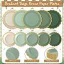 Zhehao 150 Pcs Sage Green Plates and Napkins Tableware Serves 50 Includes 9 Inch 7 Inch Green Scalloped Edges Paper Plate and Napkins for Wedding Birthday Baby Shower Party