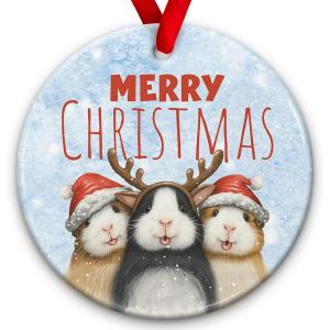 3 x Guinea Pig Christmas Ornament 2025  Guinea Pig Celebrate Christmas Decor, Cute Animals Ornament - Hamster Holiday Tree Decoration, Xmas Gift for Animal Lovers & Pet Owners