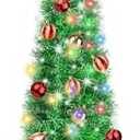 Dual Color Change & Timer 5 Ft Green Pop Up Christmas Tree with DIY 60 Warm & Multicolor Lights 4 Modes Tinsel Pencil Christmas Slim Tree with Star 25 Ball Ornament Xmas Decoration Home Indoor Holiday