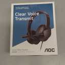 AOC USB Headset with Microphone for PC, Over-Ear Wired Headphones with Mic, Noise-Cancelling Boom, 40mm Audio Drivers, USB-A/C Compatibility for Office, Call Centers & Online Meetings (Black)