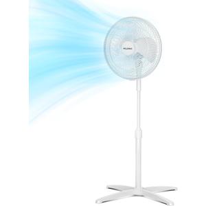 PELONIS 16 inch Pedestal Fan for Bedroom, Oscillating Fan, 3-Speeds, 90 Oscillation, Adjustable Height, Floor Fan, Standing Fan for Living Room, Kitchen, and Home office, White