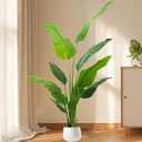 6FT Artificial Bird of Paradise Plant, Faux Artificial Trees, Tall Fake Realistic Tree, 11 Trunks Silk Leaf Plant with Plastic Pot for Home Office Decor Indoor Outdoor Modern Decoration