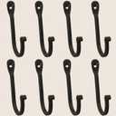 Colonial Tin Works Vintage Hand Forged Iron Classic Early American Plain Hook Black (Set of 12)