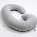 Pregnancy Pillow, C Shaped Full Body Pillow for Maternity Support, Pregnant Women Sleeping Pillow with Jersey Cover (Light Grey)