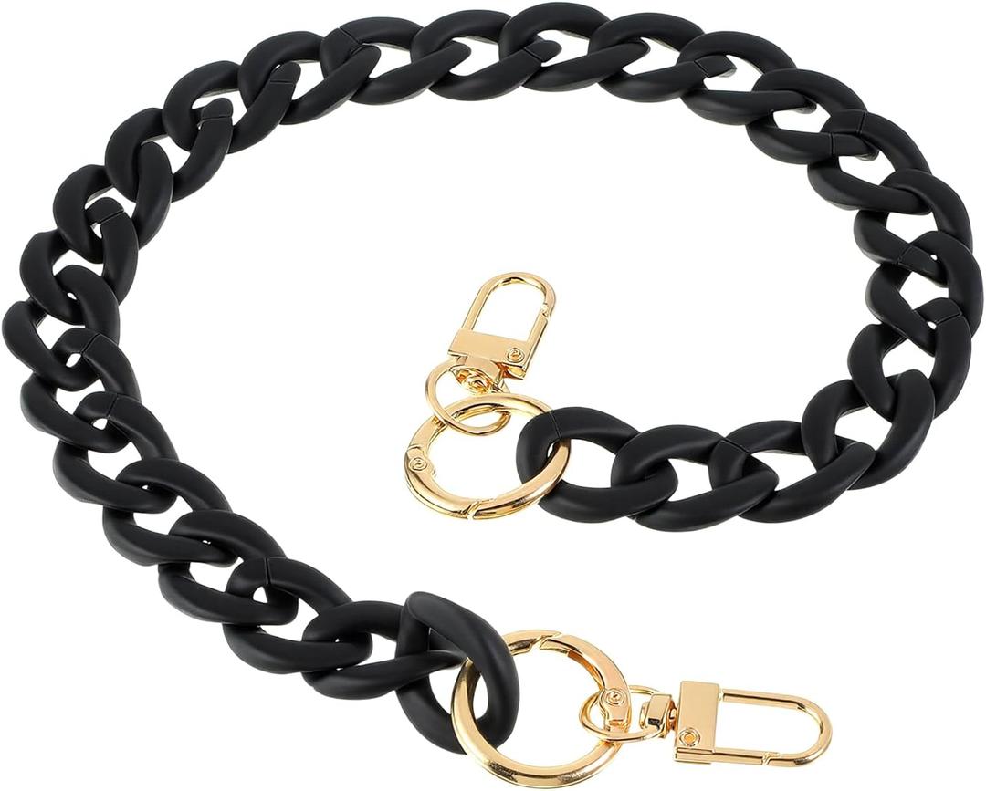 Black Bag Chains Purse Strap Acrylic Handbag Chain Adjustable Handbag Shoulder Strap Replacement, DIY Craft Short Bag Handle for Clutch Purse, Shoulder Bags 17.7" Length