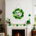 2 x Wooden St. Patrick's Day Decoration Shamrock Door Wreath for Front Door Sign Wall Signs Clover Spring Decoration, Irish Sign Welcome Hanging for Home Decor Party Outdoor Indoor Supply (Green)