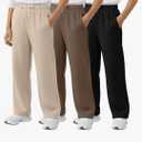 3 Pack Boys Sweatpants Straight Leg Athletic Open Bottom Joggers Lightweight Drawstring Kid Pants with Pockets