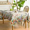 Horaldaily Spring Tablecloth 6084 Inch Rectangular, Floral Flowers Watercolor Washable Table Cover for Party Picnic Dinner Decor