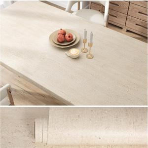 VEELIKE Cream Beige Granite Contact Paper for Countertops Waterproof Peel and Stick Matte Limestone Countertop Contact Paper 24''x118'' Self Adhesive Beige Marble Wallpaper for Kitchen Counter Top