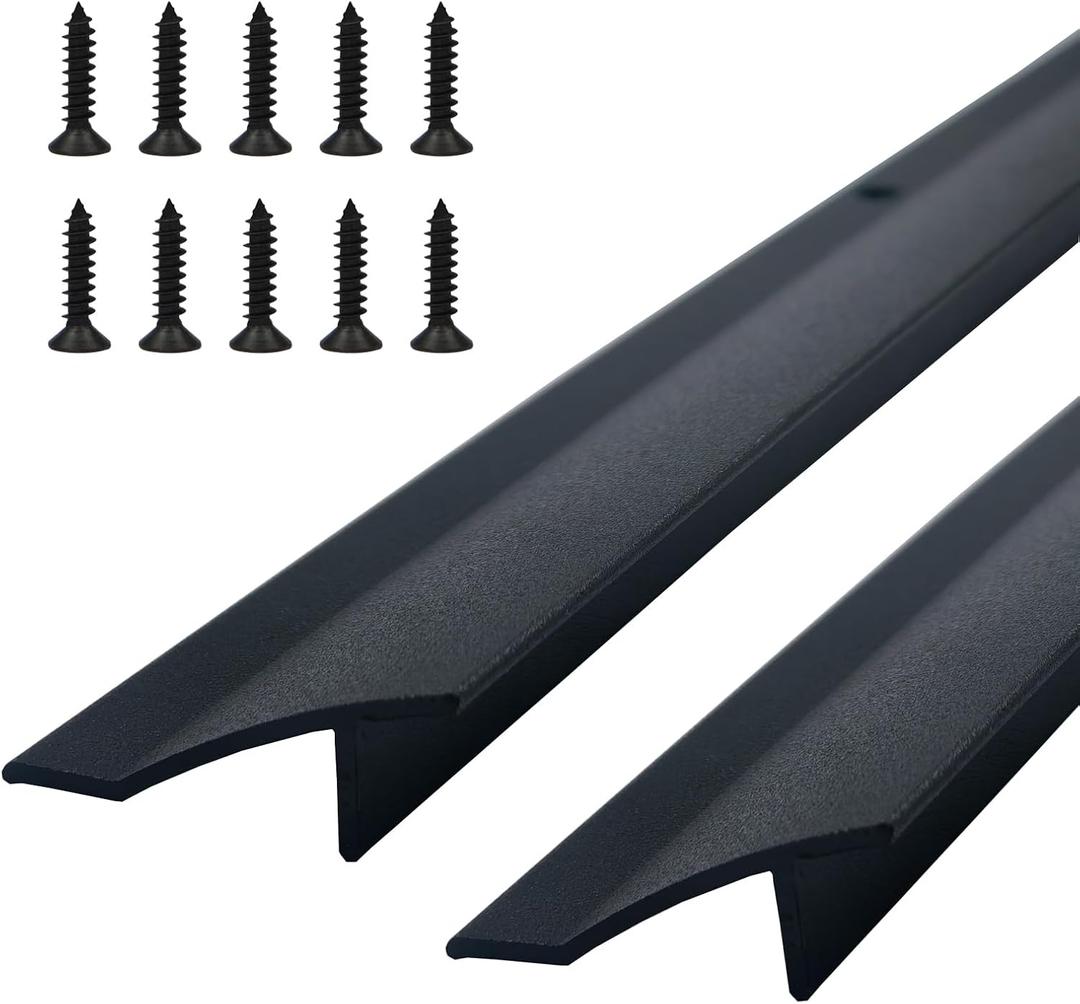 35.43 in / 90cm L Aluminum Door Drip Cap with Screws, Rain Drip Guard, Door Bottom Sweep Edge Deflector, Overall Height 1-1/ 2 in, 2 Pcs Black