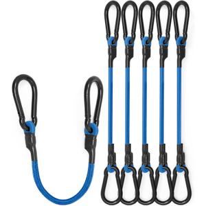 8 Pcs 48 Inch Heavy Duty Carabiner Bungee Cord Outdoor with 190 Lbs Max Break Strength, Bungee Straps with Upgraded Carabiner Hooks for Luggage Rack, Cargo, Hand Carts, Bike, Camping, etc (Blue)
