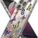 4 x Compatible for iPhone 16 Plus Case Clear with Design Cute Cartoon Animals, Girly Cases for Women Girls Soft TPU Bumper Shockproof Protective Phone Cover Slim Fit Silicone (Butterfly)