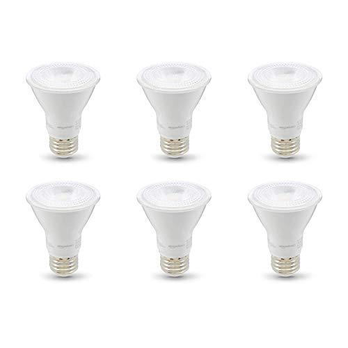 Amazon Basics PAR20 LED Light Bulb, 50 Watt Equivalent, Energy Efficient 7W, E26 Standard Base, Warm White 3000K, Dimmable, 10,000 Hour Lifetime , 6-Pack