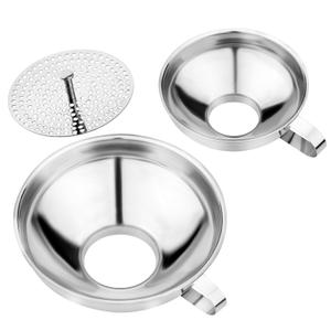 Stainless Steel Canning Funnel with Strainer, 3 Piece Wide & Regular Mouth Jar Funnels Set, Large & Small Metal Funnels with Detachable Umbrella Strainer, for Mason Jars, Jam, Liquids, Dry Goods