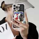 Basketball Shoes Clear Case Compatible with iPhone 14 Pro Max Case for Boys with Card Holder, Soft Off Silicone Cool Classic Sneakers Shockproof Card Slots White Cover