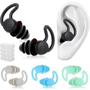 Swimming Ear Plugs for Adults, 4 Pairs of Flexible Silicone Earplugs, Waterproof and Reusable, Ear Protection for Swimming, Shower, Surf, Diving and Water Sports