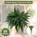 Artificial Boston Fern Bush- 2 Packs Large Artificial Ferns for Outdoors & Indoors, 45Inch Large Faux Ferns with 88 Fronds, Suitable for Office & Living Room Decor, Garden Porch Decor