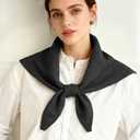Knitted Triangle Scarf for Women - 31.531.544.9Inch, Soft Warm Vintage Neckerchief for Autumn Winter (Black)