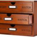 Wooden Storage Box Rustic Desktop Organizer with 3 Drawers Office Desk Accessories Shelf Small Craft Storage Containers Apothecary Cabinet and Chest Jewelry Holder for women(BROWN)