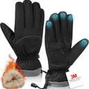 Winter Gloves for Men Women, Waterproof Windproof Anti-Slip 10 Fingers Touch Screen Gloves with Thermal Lining for Cold Weather Motorcycle Driving Cycling Skiing Snowboarding Walking (Medium, Black)