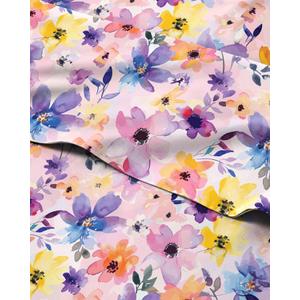 Floral Sheets - Pink Flower Bed Sheet Set - 1 Flat, 1 Fitted & 2 Pillowcases w/ Deep Pockets - Comfy, Cozy, Wrinkle & Fade Free - Boho Botanical Bedding - Soft, Breathable and Cooling - King Size Set