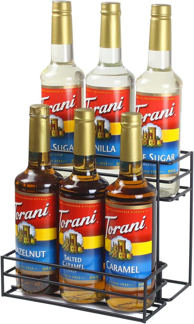 Coffee Syrup Organizer(6 Bottle Capacity),Coffee Syrup Rack for Coffee Bar,Kitchen.Small Wine Rack for Bar,Family,Storage for Syrup, Wine, Dressing