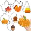6 Pcs Large Thanksgiving Cookie Cutters 8" Fall Cookie Cutters Stainless Steel Metal Baking Molds for Holiday, Pumpkin, Leaves, Turkey, Chicken Legs, Acorn