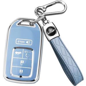 for Honda Key Fob Cover with Keychain, Car Key Case Shell Protector for Honda Accord | Civic | Pilot | CRV Passport Insight EX Fit Odyssey | 2015-2021 | 5 Buttons, Blue