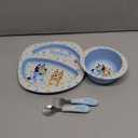 The First Years Bluey 4-Piece Place Setting - BPA Free Dishwasher Safe Toddler Dinnerware Set with Divided Plate, Bowl, Fork, Spoon - Multicolor