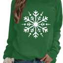 Women Christmas Palm Tree Sweatshirt Funny Hawaiian Beach Tropical Xmas Long Sleeve Pullover Cute Snowflake Shirt Top (Small, Green)