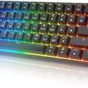 HK GAMING GK61 Mechanical Gaming Keyboard - 61 Keys Multi Color RGB Illuminated LED Backlit Wired Programmable for PC/Mac Gamer (Gateron Optical Red, Black)