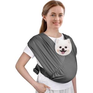 CUBY Swaddle Dog Sling Carrier for Small Dogs, Front Pet Sling Carrier Chest,Hands Free Adjustable Cat Sling Carrier Soft Cotton Reducing Pain Puppy Sling Carrier for Small Pet Up to 10lb (Dark Gray)