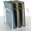 Clear Acrylic Organizers - 3 Vertical Compartments Acrylic Folder Organizer & File Organizer, Desk Document Storage Bins for Magazines, Binders - Multipurpose Home Office Desk Organizer (B5, 3 Sections)