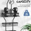 Shower Caddy Hanging - Never Rust Shower Hanging Organizer - Aluminum Over the ShowerHead Caddy with Soap Basket and 6 Hooks for Razor/Sponge (Black)