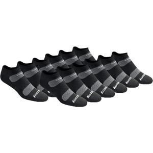 Saucony Men's RunDry Mesh Ventilating Comfort Fit Performance No-Show Socks,M-XXL (6, 18, Black Basic (12 Pairs), X-Large