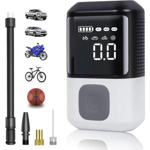 Tire Inflator Air Compressor Portable, Powerfull 150PSI Cordless Easy Operation Rechargeable Auto Tire Pump with Accurate Pressure LCD Display for MPV, Car, E-Bike, Motorcycle, For up to 26 Inch Tire