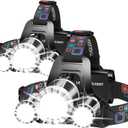 WdtPro Headlamp Rechargeable, 2 Pack 3000LM Bright Headlight, Lightweight Flashlight with 3 Powered LED, Waterproof 90Adjustable 4 Modes & Tail Lights Head Lamp for Camping Outdoor Running