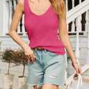 Tankaneo Womens V Neck Tank Tops 2026 Sleeveless Ribbed Knit Shirts Summer Casual Sexy Sweater Vest (Pink, S)