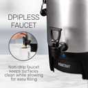 Homecraft 45-Cup Coffee & Hot Beverage Urn - Quick Brewing, Drip-Free Spout, Water Level Markings, Reusable Filter, & Carry Handles - Aluminum