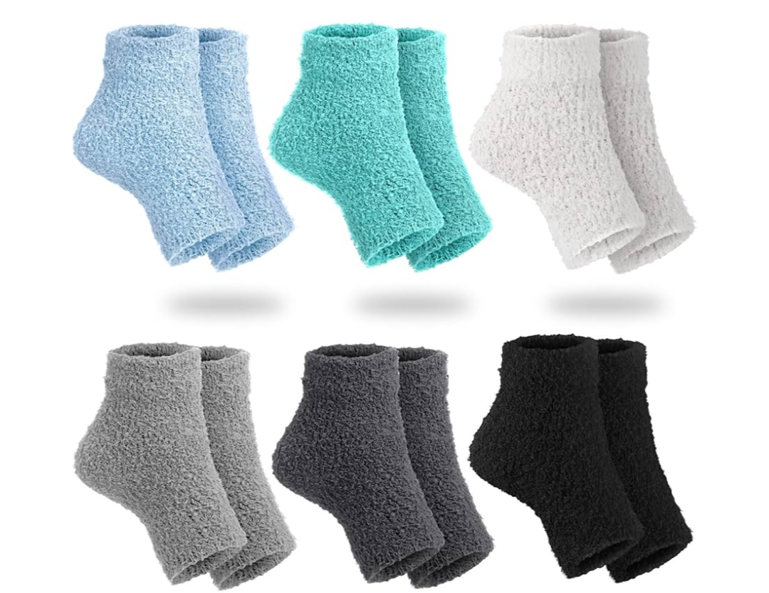 6 Pairs Winter Warm Open Toe Fuzzy Socks Toeless Pedicure Socks Coral Fleece Sleeping Anklets Women Spa Pedicure Moisturizing Foot Anklets for Women